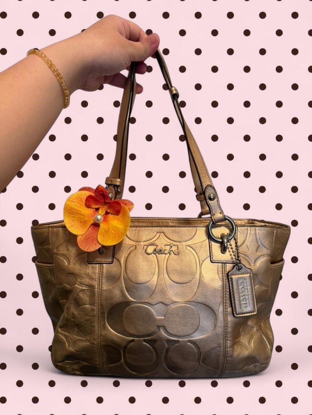 Vintage COACH Metallic Gold Embossed Purse